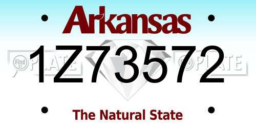 1Z73572 Arkansas License Plate
