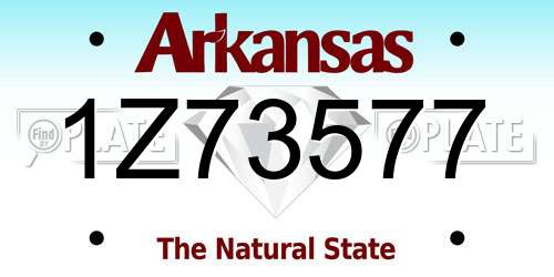 1Z73577 Arkansas License Plate