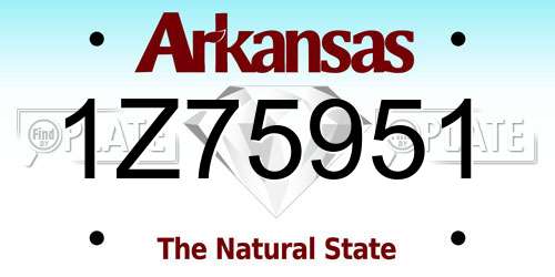 1Z75951 Arkansas License Plate