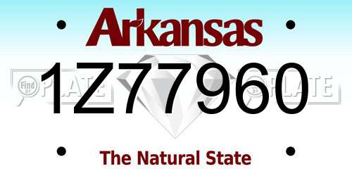1Z77960 Arkansas License Plate