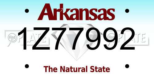 1Z77992 Arkansas License Plate