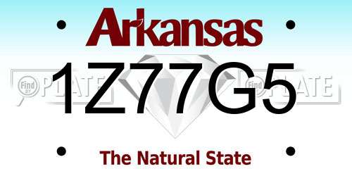 1Z77G5 Arkansas License Plate