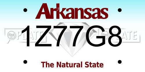 1Z77G8 Arkansas License Plate