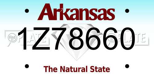 1Z78660 Arkansas License Plate