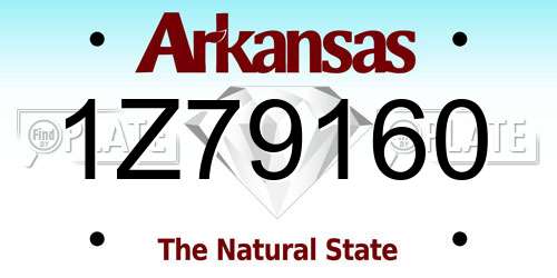 1Z79160 Arkansas License Plate