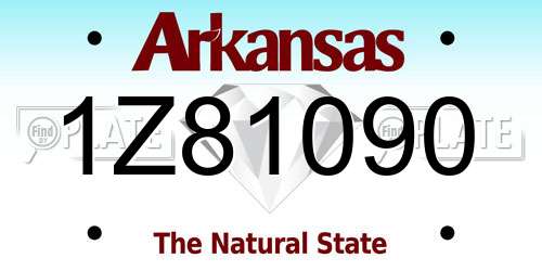 1Z81090 Arkansas License Plate