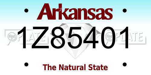 1Z85401 Arkansas License Plate