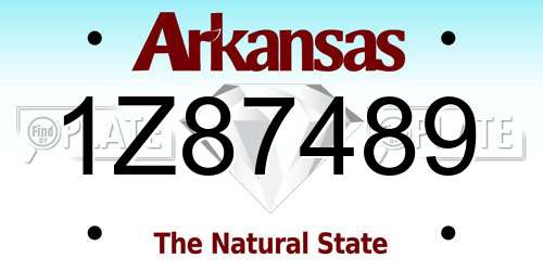 1Z87489 Arkansas License Plate