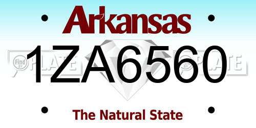 1ZA6560 Arkansas License Plate