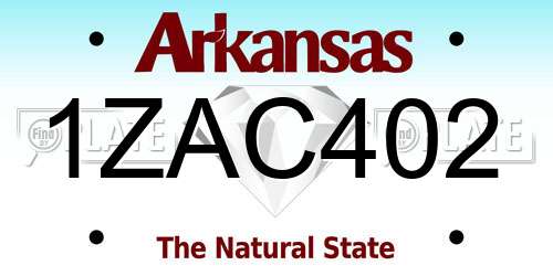 1ZAC402 Arkansas License Plate