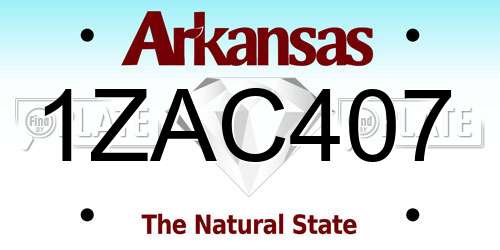 1ZAC407 Arkansas License Plate