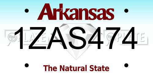 1ZAS474 Arkansas License Plate
