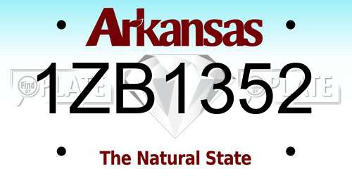 1ZB1352 Arkansas License Plate