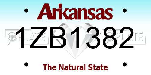 1ZB1382 Arkansas License Plate