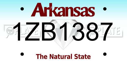 1ZB1387 Arkansas License Plate
