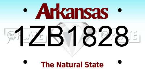 1ZB1828 Arkansas License Plate