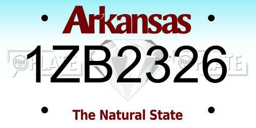 1ZB2326 Arkansas License Plate