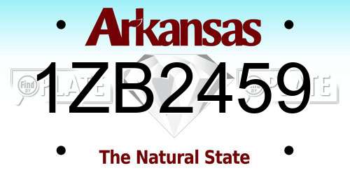 1ZB2459 Arkansas License Plate