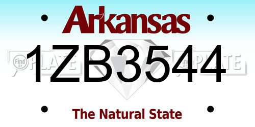 1ZB3544 Arkansas License Plate