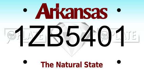 1ZB5401 Arkansas License Plate