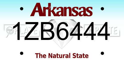 1ZB6444 Arkansas License Plate
