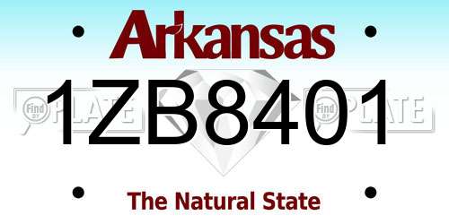 1ZB8401 Arkansas License Plate