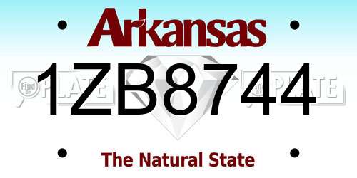 1ZB8744 Arkansas License Plate