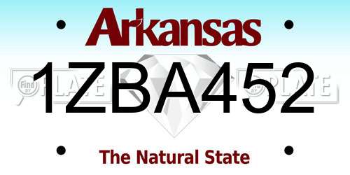 1ZBA452 Arkansas License Plate
