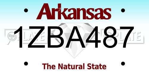 1ZBA487 Arkansas License Plate