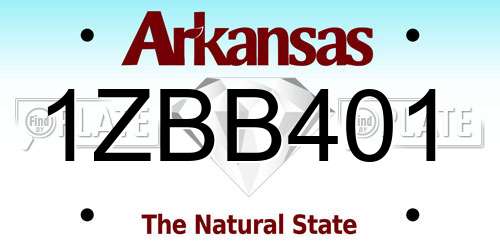 1ZBB401 Arkansas License Plate