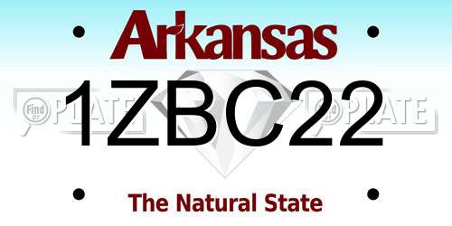 1ZBC22 Arkansas License Plate