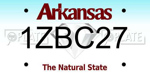 1ZBC27 Arkansas License Plate