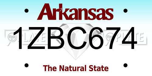 1ZBC674 Arkansas License Plate