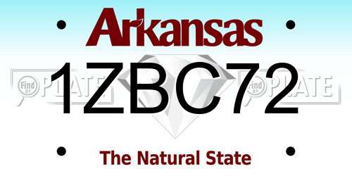 1ZBC72 Arkansas License Plate