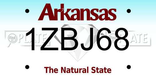 1ZBJ68 Arkansas License Plate