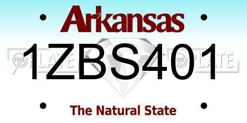 1ZBS401 Arkansas License Plate