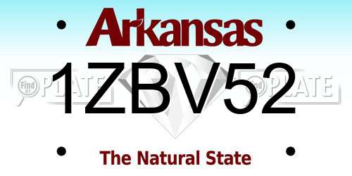 1ZBV52 Arkansas License Plate