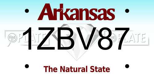 1ZBV87 Arkansas License Plate