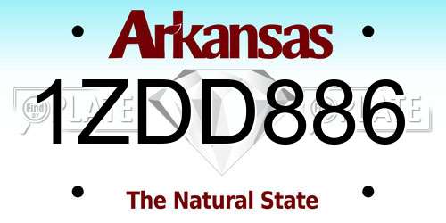 1ZDD886 Arkansas License Plate