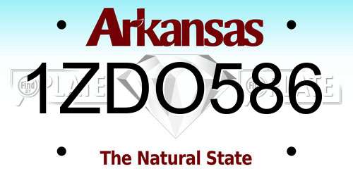 1ZDO586 Arkansas License Plate