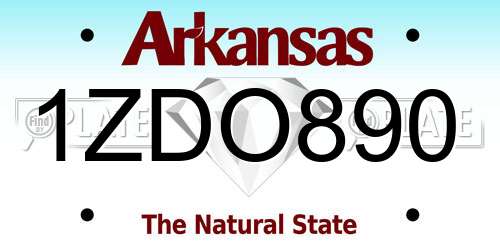 1ZDO890 Arkansas License Plate