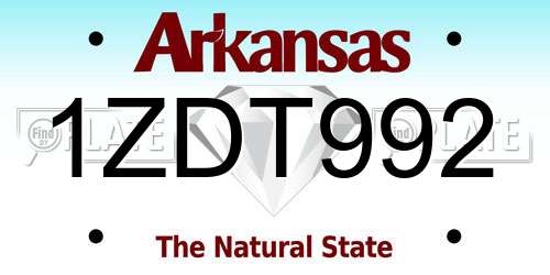 1ZDT992 Arkansas License Plate