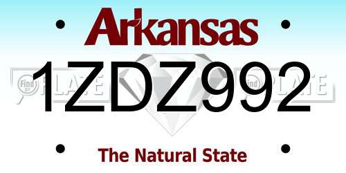 1ZDZ992 Arkansas License Plate