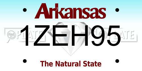 1ZEH95 Arkansas License Plate
