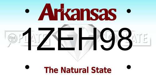 1ZEH98 Arkansas License Plate