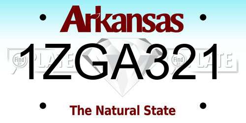 1ZGA321 Arkansas License Plate