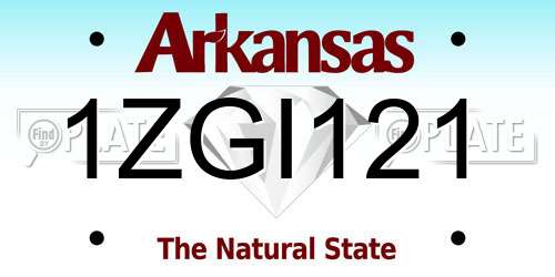 1ZGI121 Arkansas License Plate