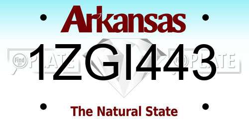 1ZGI443 Arkansas License Plate