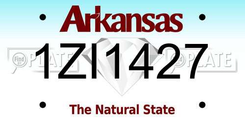 1ZI1427 Arkansas License Plate