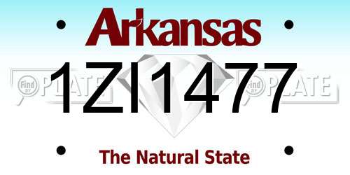 1ZI1477 Arkansas License Plate